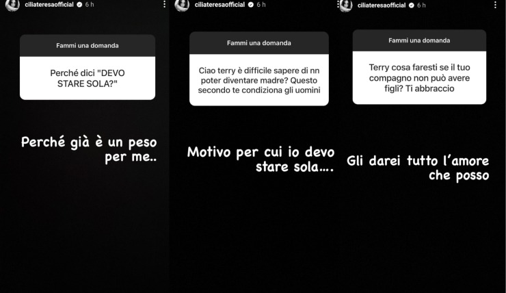 Storie Instagram Teresa Cilia